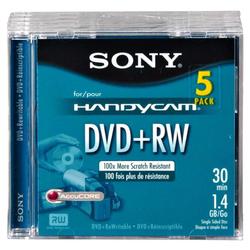 Sony 4x DVD+RW Media - 1.4GB - 5 Pack