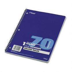 Mead Products Spiral® Bound Single-Subject College Rule Notebook, 10-1/2 x 8 Size, 70 Sheets (MEA05512)