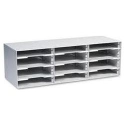 Buddy Products Stackable 12-Section Recycled Steel Sorting Rack, 9 Adjustable Shelves, Platinum (BDY111232)