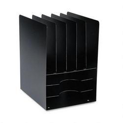 Mmf Industries Steel Desktop Organizer, 5-Section Vertical Sorter Over 3 Letter Trays, Black (MMF2645VHBK)