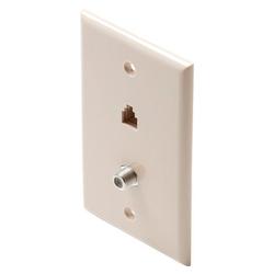 Steren 2 Socket TV/Phone Faceplate - RJ-11, F81 Coaxial - Almond