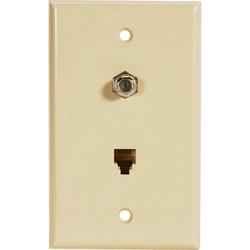 Steren 2 Socket TV/Phone Faceplate - RJ-11, RF Coaxial - Ivory