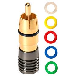 Steren RG6-Quad RCA Gold PermaSeal-II Compression Connector - A/V Connector - RCA