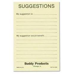 Buddy Products Suggestion Box Cards, Yellow, 50 4 x 6 Cards/Pack (BDY5621)