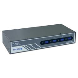 TRENDWARE INTERNATIONAL TRENDnet TK-404KR 4-Port DVI KVM Switch - 4 x 1 - 4 x mini-DIN (PS/2) Keyboard, 4 x mini-DIN (PS/2) Mouse, 4 x DVI-I - 1U - Rack-mountable