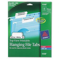 Avery-Dennison Tabs,Hanging File,Laser/Inkjet Printalbe,1/5 Cut,72 Tabs/Pack (AVE05568)