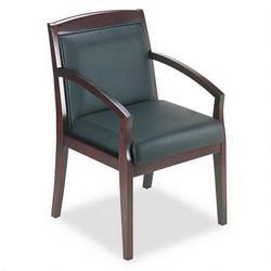 Tiffany Office Furniture VSCMAH Mercado Wood Guest Chair, Black Leather, Mahogany Finish