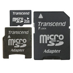 TRANSCEND INFORMATION Transcend 2GB microSD w/ Mini and Full Size SD Adapters Included