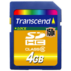 TRANSCEND INFORMATION Transcend 4GB Secure Digital High Capacity (SDHC) Card - (Class 6) - 150x - 4 GB