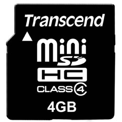 TRANSCEND INFORMATION Transcend 4GB miniSD High Capacity (miniSDHC) Card - Class 4 - 4 GB