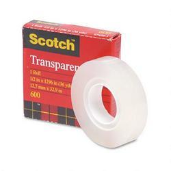 3M Transparent Tape, 1 Core, 1/2 x1296 (MMM60012X1296)