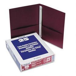 Esselte Pendaflex Corp. Twin Pocket Portfolios with Three Tang Fasteners, Burgundy, 25/Box (ESS57757)