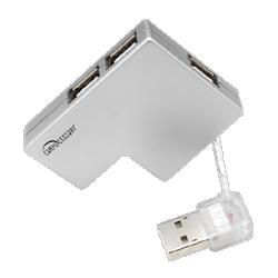 Compucessory USB Hub, Portable, 2.0/1.1, 4-Port, Plug and Play, Gray (CCS10326)