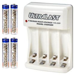 Ultralast UL-4AAAK110/220 Multi-Voltage Wall NiMH/NiCd Battery Charger Kit