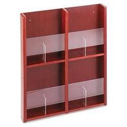 Buddy Products Up to 4-Pocket Wood Literature Display Wall Rack, Mahogany (BDY64116)