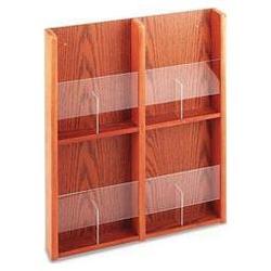 Buddy Products Up to 4-Pocket Wood Literature Display Wall Rack, Medium Oak (BDY64111)