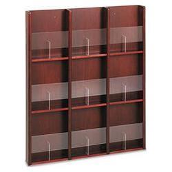 Buddy Products Up to 9-Pocket Wood Literature Display Wall Rack, Mahogany (BDY64316)