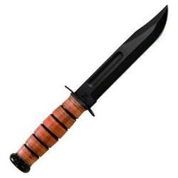 Ka-Bar Us Army Fighting Knife, Brown Leather Sheath, 7 In., Plain