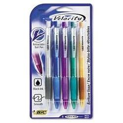 Bic Corporation Velocity® Retractable Ballpoint Pens, Five-Pack, Medium Point, Assorted Colors (BICVLGP51BK)