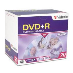 VERBATIM CORPORATION Verbatim 16x DVD+R Media - 4.7GB - 20 Pack (95038)