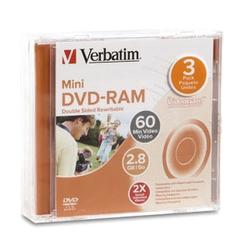 VERBATIM CORPORATION Verbatim 2x DVD-RAM Double Sided Media - 2.8GB - 3 Pack