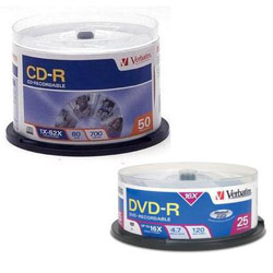 VERBATIM CORPORATION Verbatim 50PK CD-R 80MIN 52X Brand Spindle And DVD-R 4.7GB 16X Branded 25pk Spindle