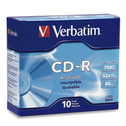 VERBATIM Verbatim 52x CD-R Media - 700MB - 10 Pack Slim Case