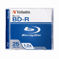 VERBATIM CORPORATION Verbatim Blu-ray Disc BD-R 25GB 2X Branded 1pk Jewel Case