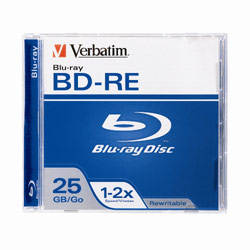 VERBATIM Verbatim Blu-ray Disc Re-writable BD-RE 25GB 2X Branded 1pk Jewel Case