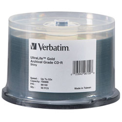 VERBATIM CORPORATION Verbatim CD-R 52X Gold/Silver Archival Grade 50Pk Spindle
