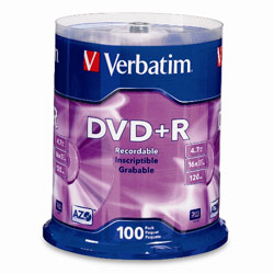 VERBATIM Verbatim DVD+R 4.7GB 16X Branded 100pk Spindle