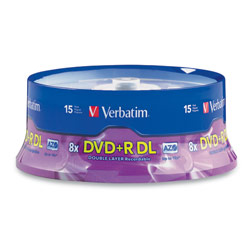 VERBATIM CORPORATION Verbatim DVD+R DL 8.5GB 8X Branded 15pk Spindle