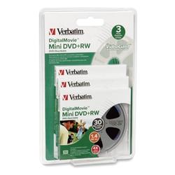 VERBATIM CORPORATION Verbatim DigitalMovie 4x DVD+RW Media - 1.4GB - 3 Pack