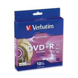 VERBATIM CORPORATION Verbatim LightScribe 16x DVD+R Media - 4.7GB - 120mm Standard - 10 Pack Spindle (95238)
