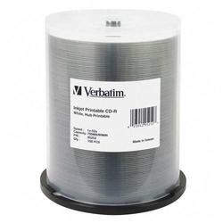 VERBATIM CORPORATION Verbatim VER95252 CD-R, 52X, 700MB/80Min, Inkjet/Hub Printable, 100/PK, White