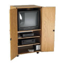 Lorell Video Security Cabinet, 2 Shelf, 32 x26 x67 , American Oak (LLR60150)