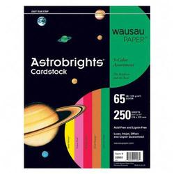 Wausau Papers Wausau Paper Astrobrights Assorted Card Stock Paper - Letter - 8.5 x 11 - 65lb - 250 x Sheet - Red, Green, Orange, Yellow