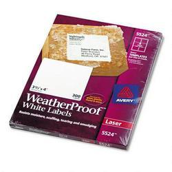 Avery-Dennison Weatherproof Mailing Labels, 3-1/3 x4 ,300/BX, White (AVE05524)