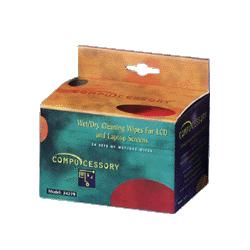 Compucessory Wet and Dry LCD/Laptop Wipes, 24 Wipes/Pack (CCS24219)