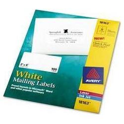 Avery-Dennison White Ink Jet Mailing Labels, 2 x 4, 100 per Pack (AVE18163)