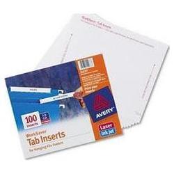Avery-Dennison White Laser/Ink Jet Hanging File Folder Tab Inserts, 1/3 Cut, 3-1/2 w, 100/Pack (AVE11137)