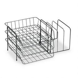 Fellowes Manufacturing Wire Triple Tray with Sorter, Front Load, Letter Size, Black (FEL72331)