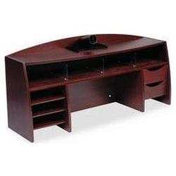 Buddy Products Wood 4-Shelf/2-Drawer Unit, Space Saver, 47w x 12d x 21-1/4h, Mahogany (BDY113216)