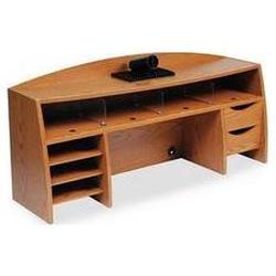 Buddy Products Wood 4-Shelf/2-Drawer Unit, Space Saver, 47w x 12d x 21-1/4h, Medium Oak (BDY113211)