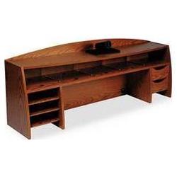 Buddy Products Wood 4-Shelf/2-Drawer Unit, Space Saver, 58w x 12d x 21-1/4h, Medium Oak (BDY113411)