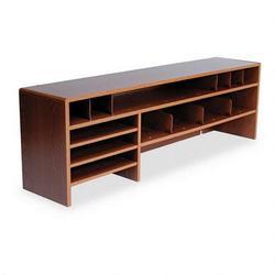 Safco Products Wood High-Capacity Double Shelf Desktop Organizer, Medium Oak (SAF3651MO)