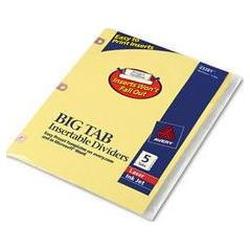 Avery-Dennison Worksaver® Big Tab Buff Paper Dividers, Copper Holes, 5 Clear Tabs, 1 Set (AVE23281)