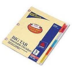 Avery-Dennison Worksaver® Big Tab Buff Paper Dividers, Copper Holes, 5 MulticolorTabs (AVE23280)