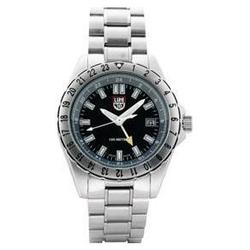 Luminox World Traveler, Black Dial, Black/gray Bezel, Steel Bracelet