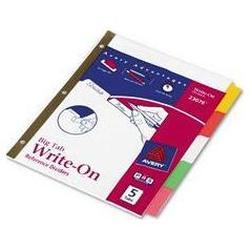 Avery-Dennison Write-On™ Index Dividers with Erasable Laminated Multicolor Tabs, 5-Tab Set (AVE23076)